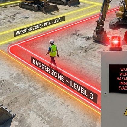 가상 안전 구역 설정 및 구역 진입 시 단계별 경고 시스템 관리 기능